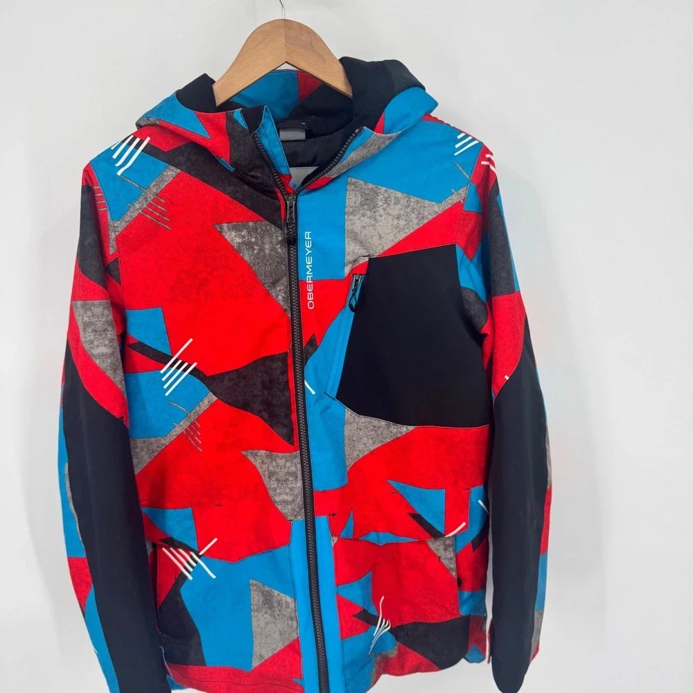 Obermeyer Teen XL Boys Gage Ski Jacket‎ Multicolor Red Blue Gray Black White